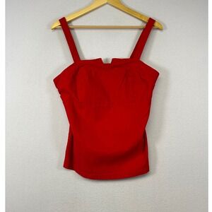 Retro Pinup Belle Poque Womens XL Red Notched Sweetheart Stretch Camisole Top